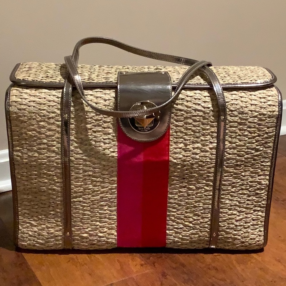 NWT Vintage Kate Spade Large Janna Wicker Tote